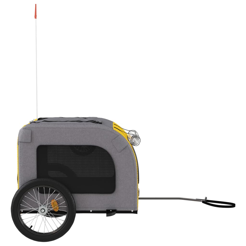vidaXL Pet Bike Trailer Yellow and Grey Oxford Fabric&Iron