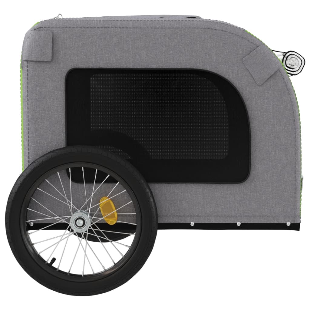 vidaXL Pet Bike Trailer Green and Grey Oxford Fabric&Iron