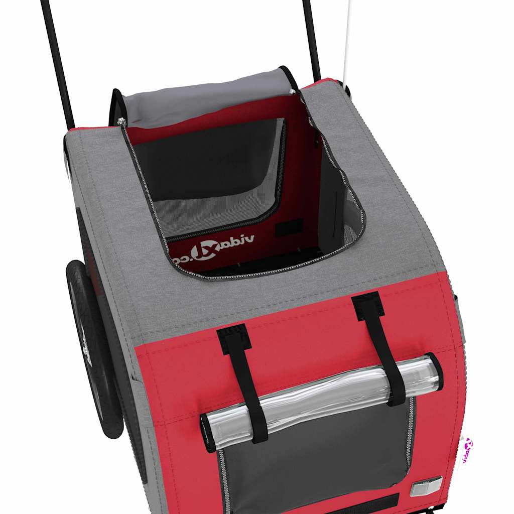 Pet Bike Trailer with Storage Red and grey 125 x 53 x 54 cm