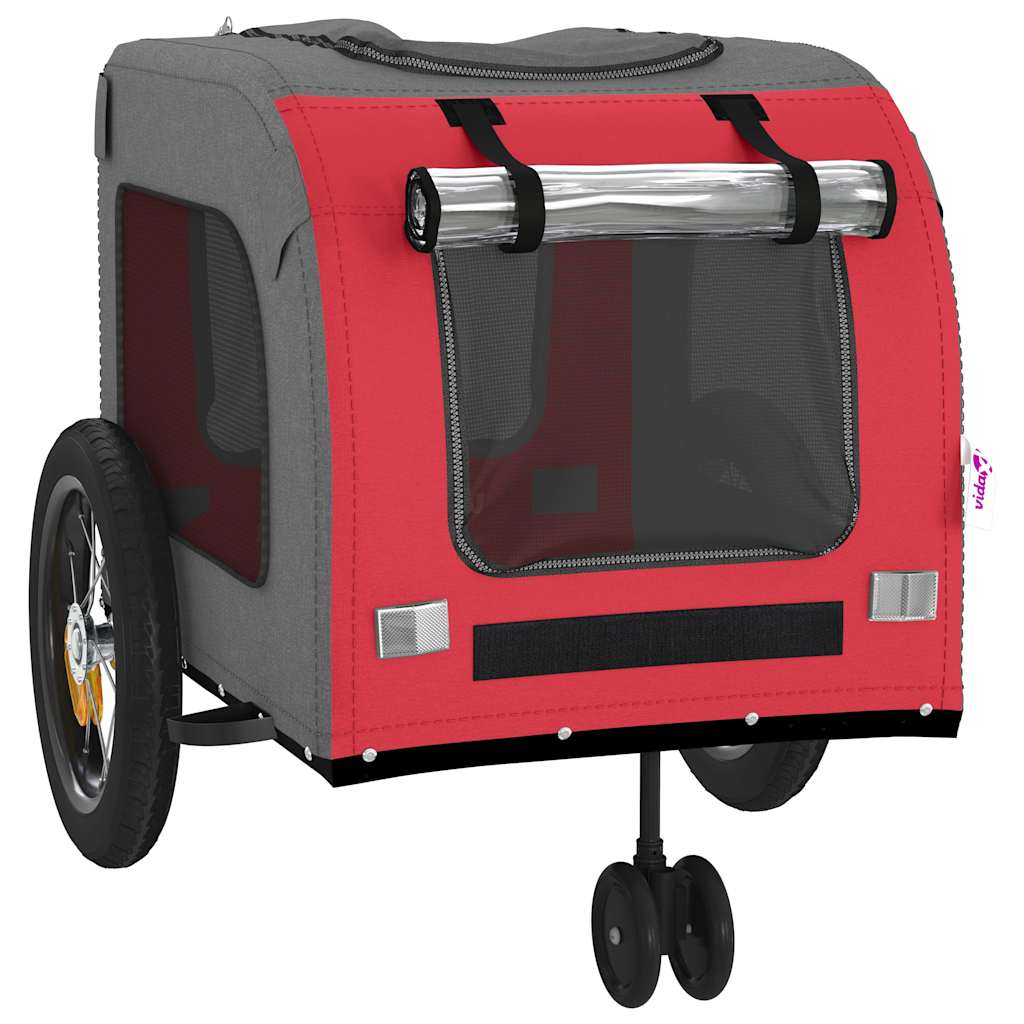 Pet Bike Trailer with Storage Red and grey 125 x 53 x 54 cm