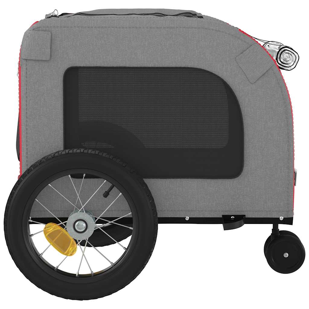 Pet Bike Trailer with Storage Red and grey 125 x 53 x 54 cm