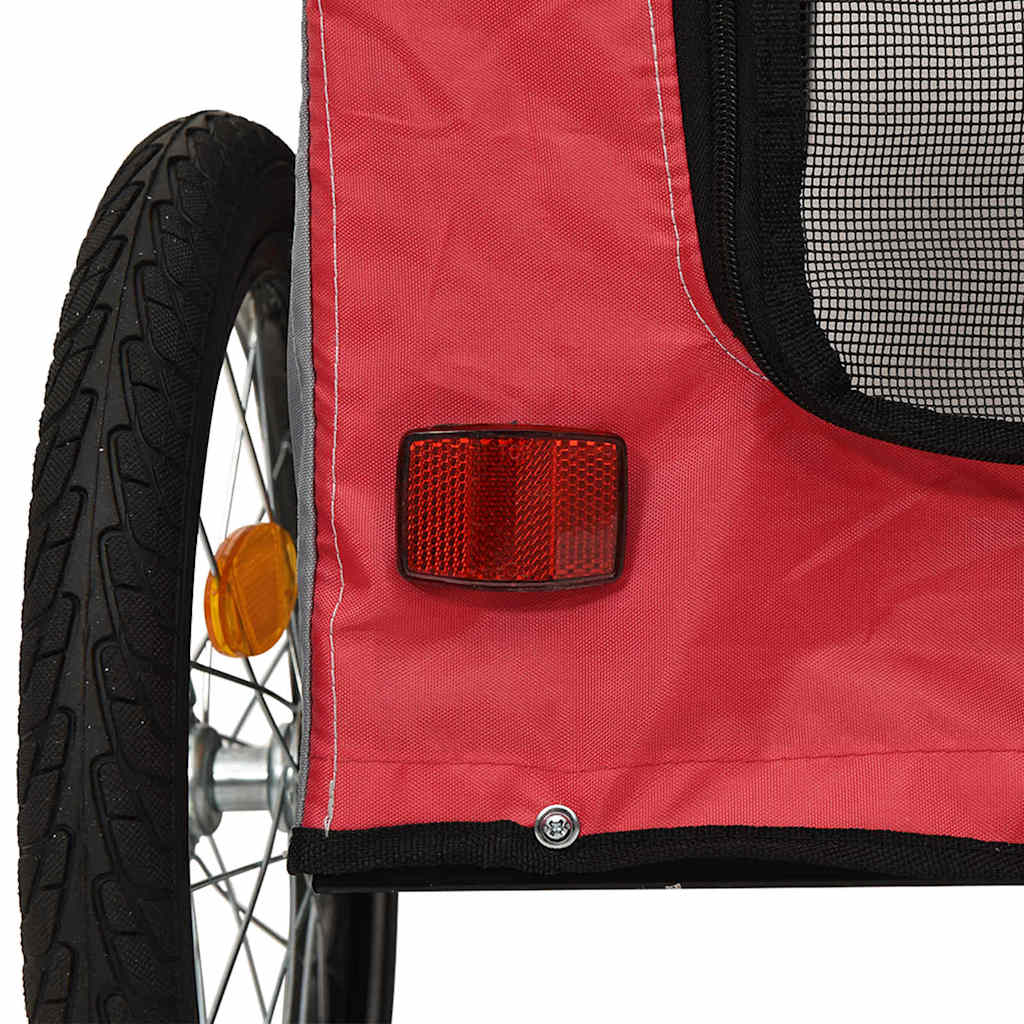Pet Bike Trailer with Storage Red and grey 125 x 53 x 54 cm