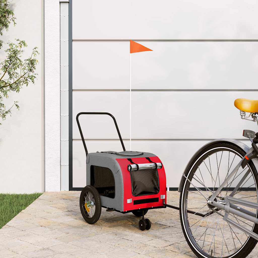 Pet Bike Trailer with Storage Red and grey 125 x 53 x 54 cm