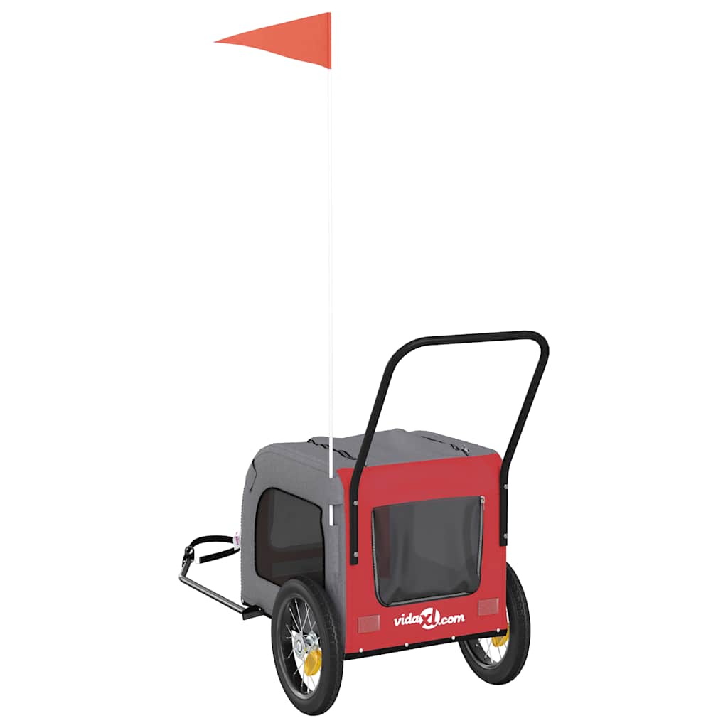 Pet Bike Trailer with Storage Red and grey 125 x 53 x 54 cm