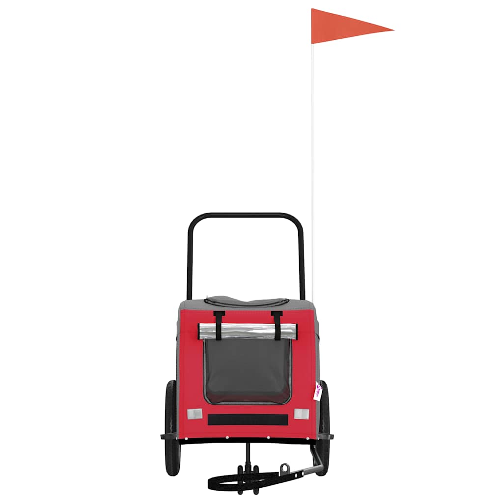 Pet Bike Trailer with Storage Red and grey 125 x 53 x 54 cm