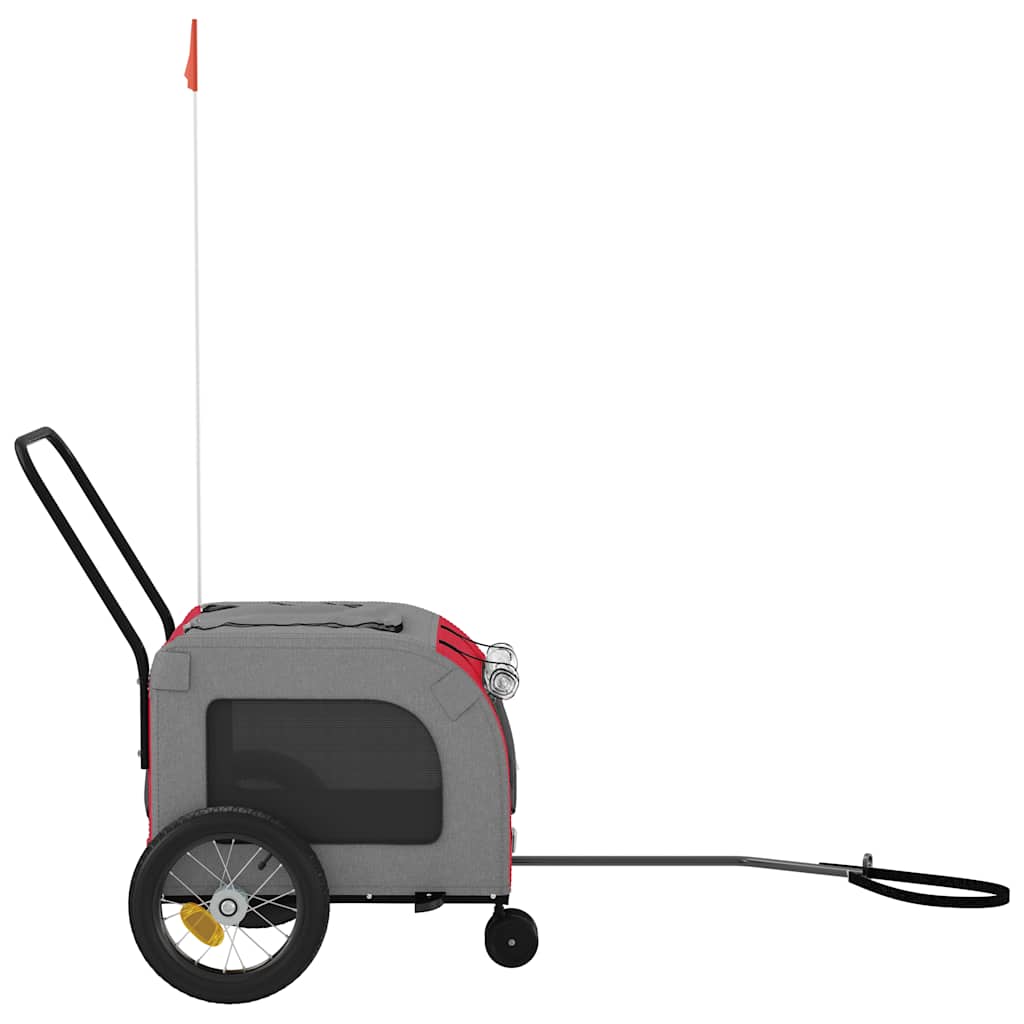 Pet Bike Trailer with Storage Red and grey 125 x 53 x 54 cm