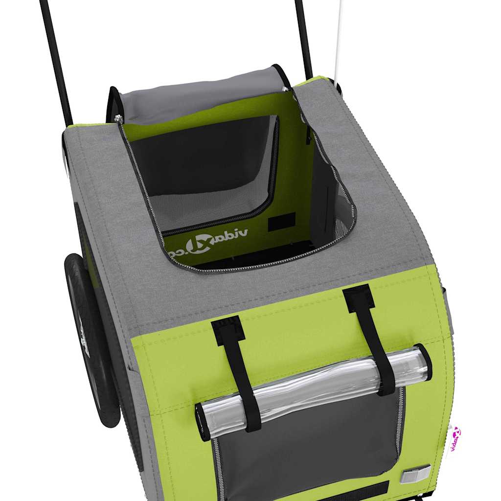 Pet Bike Trailer with Storage Green and grey 125 x 53 x 54 cm