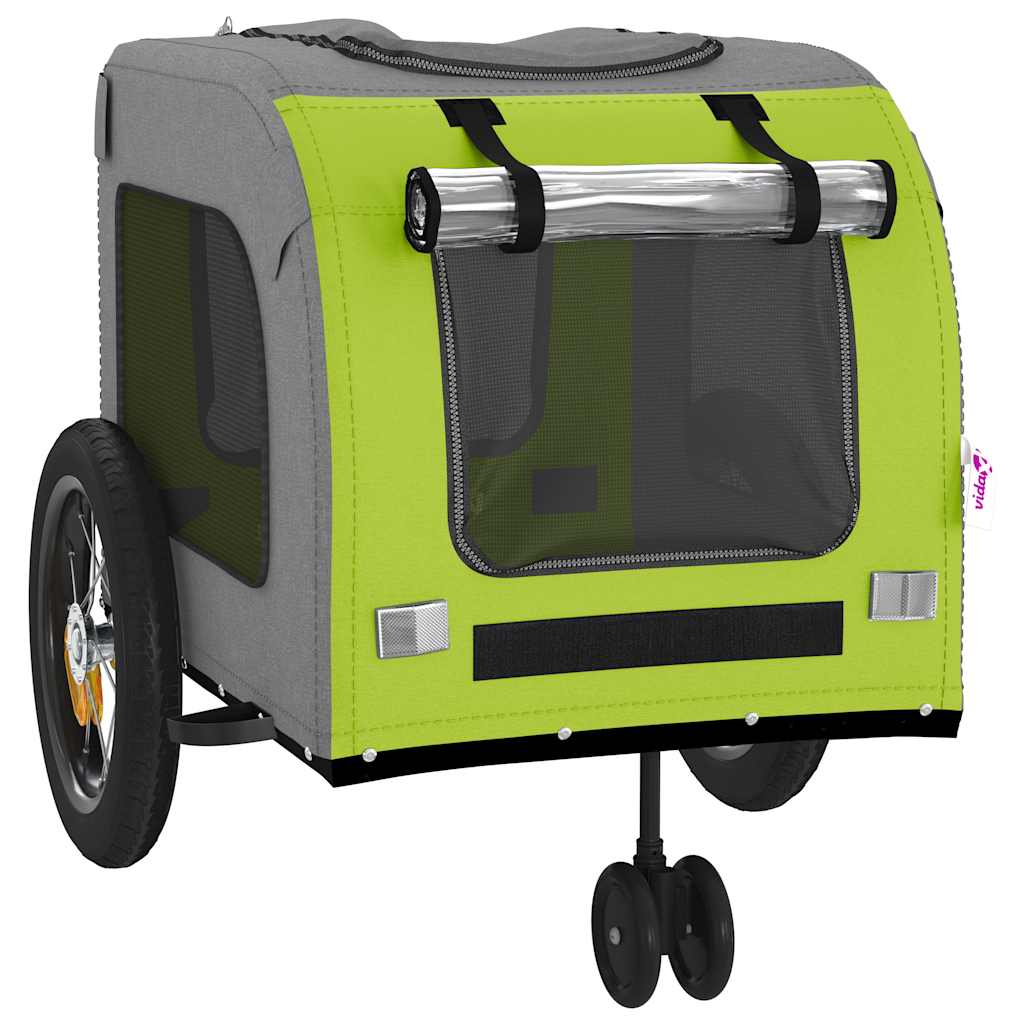 Pet Bike Trailer with Storage Green and grey 125 x 53 x 54 cm