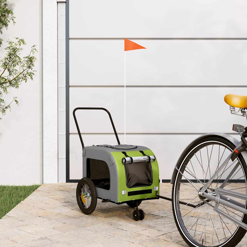 Pet Bike Trailer with Storage Green and grey 125 x 53 x 54 cm