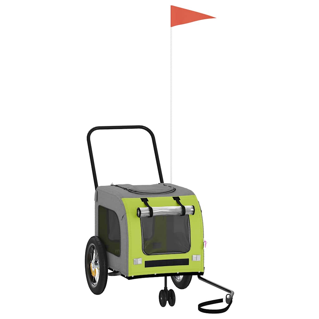 Pet Bike Trailer with Storage Green and grey 125 x 53 x 54 cm