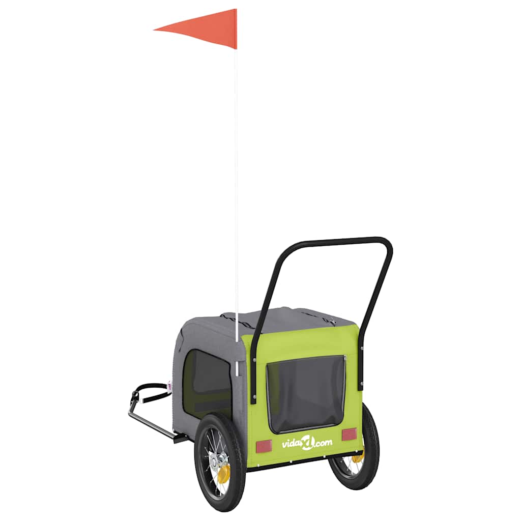 Pet Bike Trailer with Storage Green and grey 125 x 53 x 54 cm