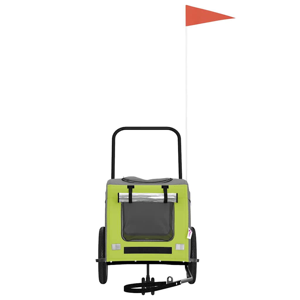 Pet Bike Trailer with Storage Green and grey 125 x 53 x 54 cm