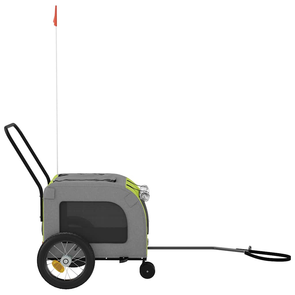 Pet Bike Trailer with Storage Green and grey 125 x 53 x 54 cm