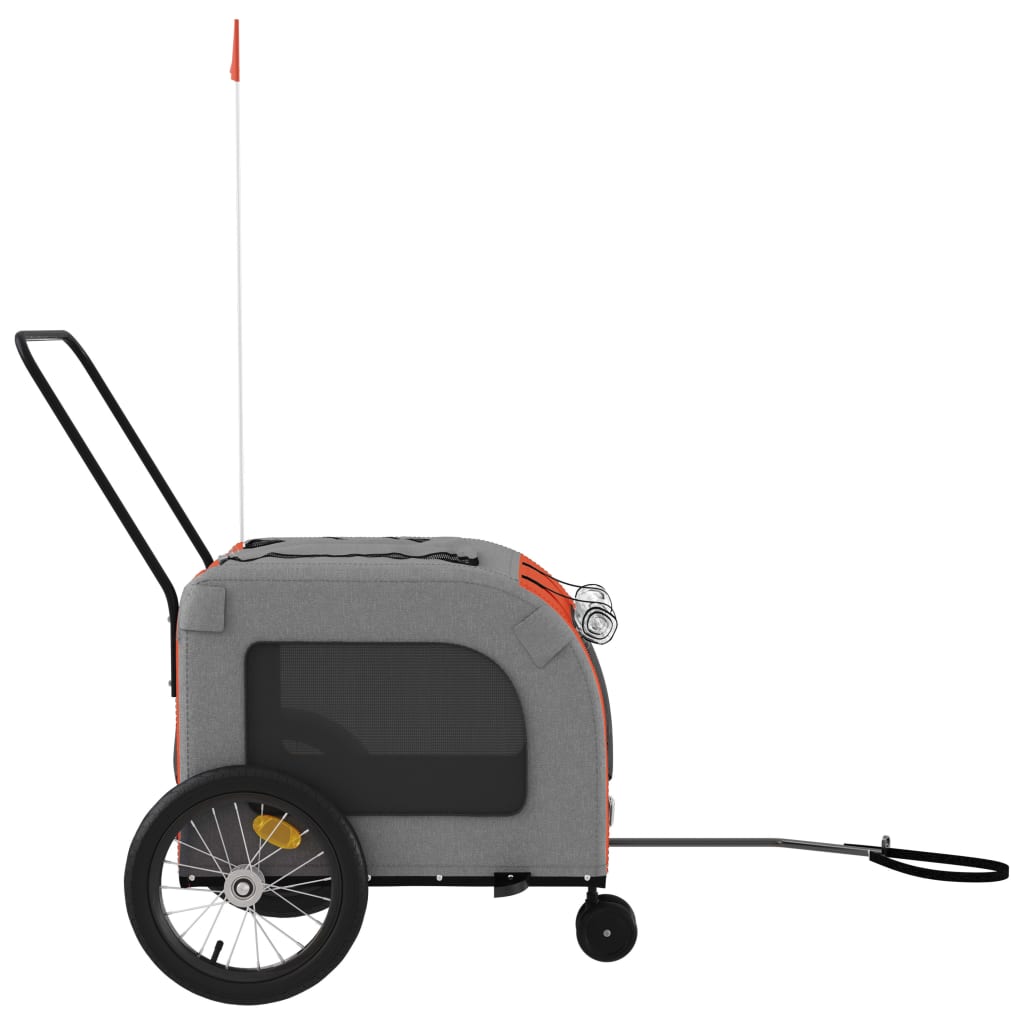 vidaXL Pet Bike Trailer Orange and Grey Oxford Fabric and Iron
