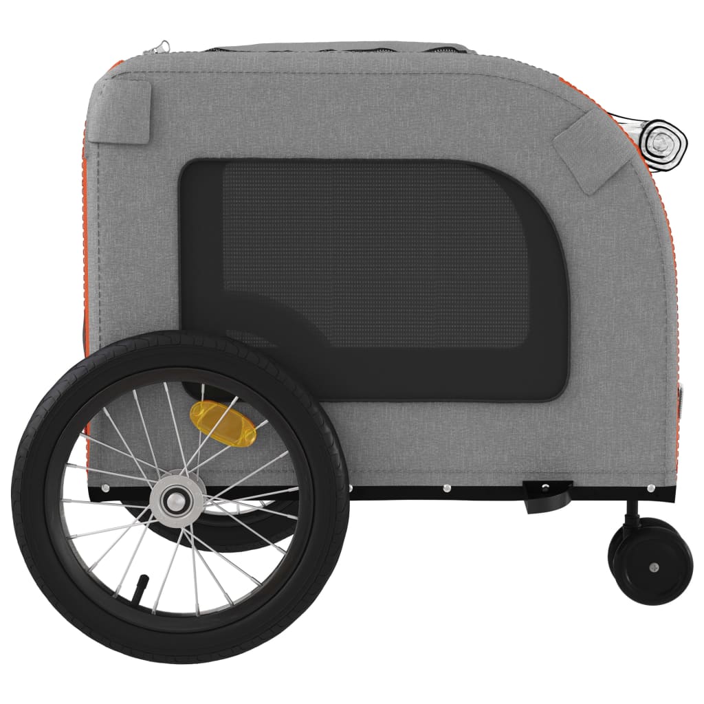 vidaXL Pet Bike Trailer Orange and Grey Oxford Fabric and Iron