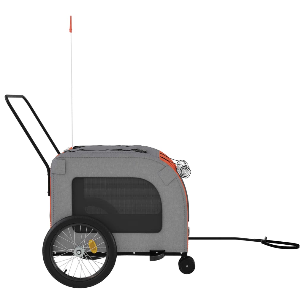 vidaXL Pet Bike Trailer Orange and Grey Oxford Fabric and Iron