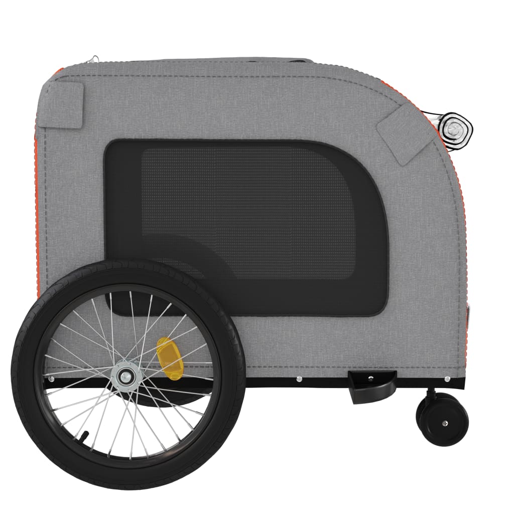 vidaXL Pet Bike Trailer Orange and Grey Oxford Fabric and Iron