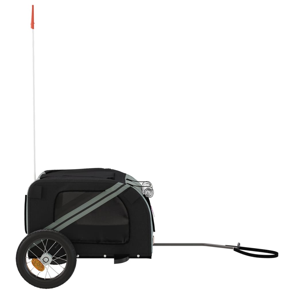 vidaXL Pet Bike Trailer Grey and Black Oxford Fabric and Iron