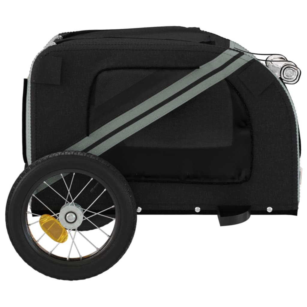 vidaXL Pet Bike Trailer Grey and Black Oxford Fabric and Iron