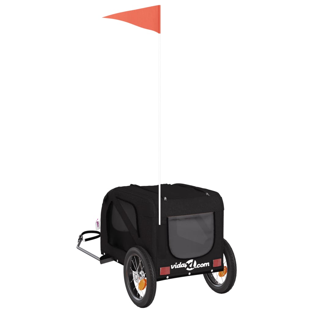 vidaXL Pet Bike Trailer Black Oxford Fabric and Iron