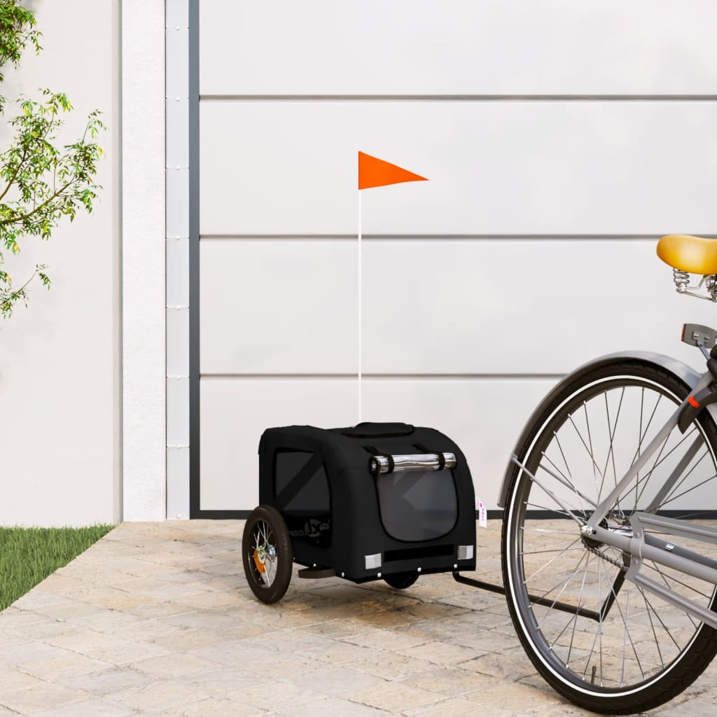 vidaXL Pet Bike Trailer Black Oxford Fabric and Iron