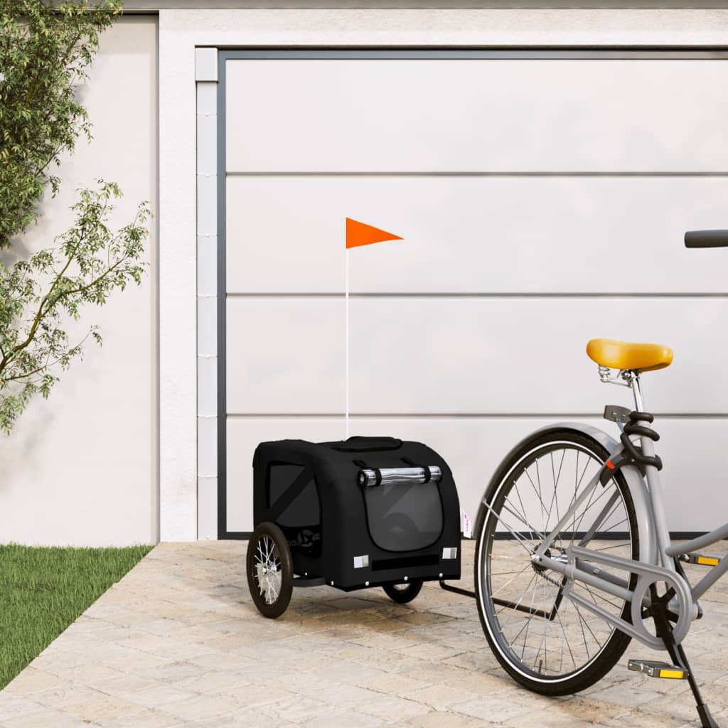 vidaXL Pet Bike Trailer Black Oxford Fabric and Iron