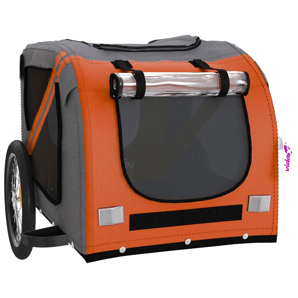 vidaXL Pet Bike Trailer Orange and Black Oxford Fabric&Iron