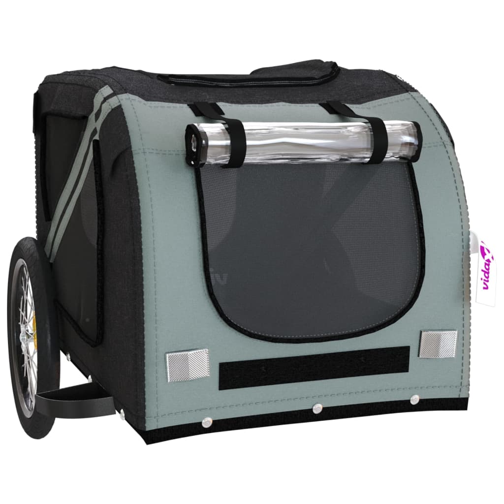 vidaXL Pet Bike Trailer Black and Grey Oxford Fabric and Iron