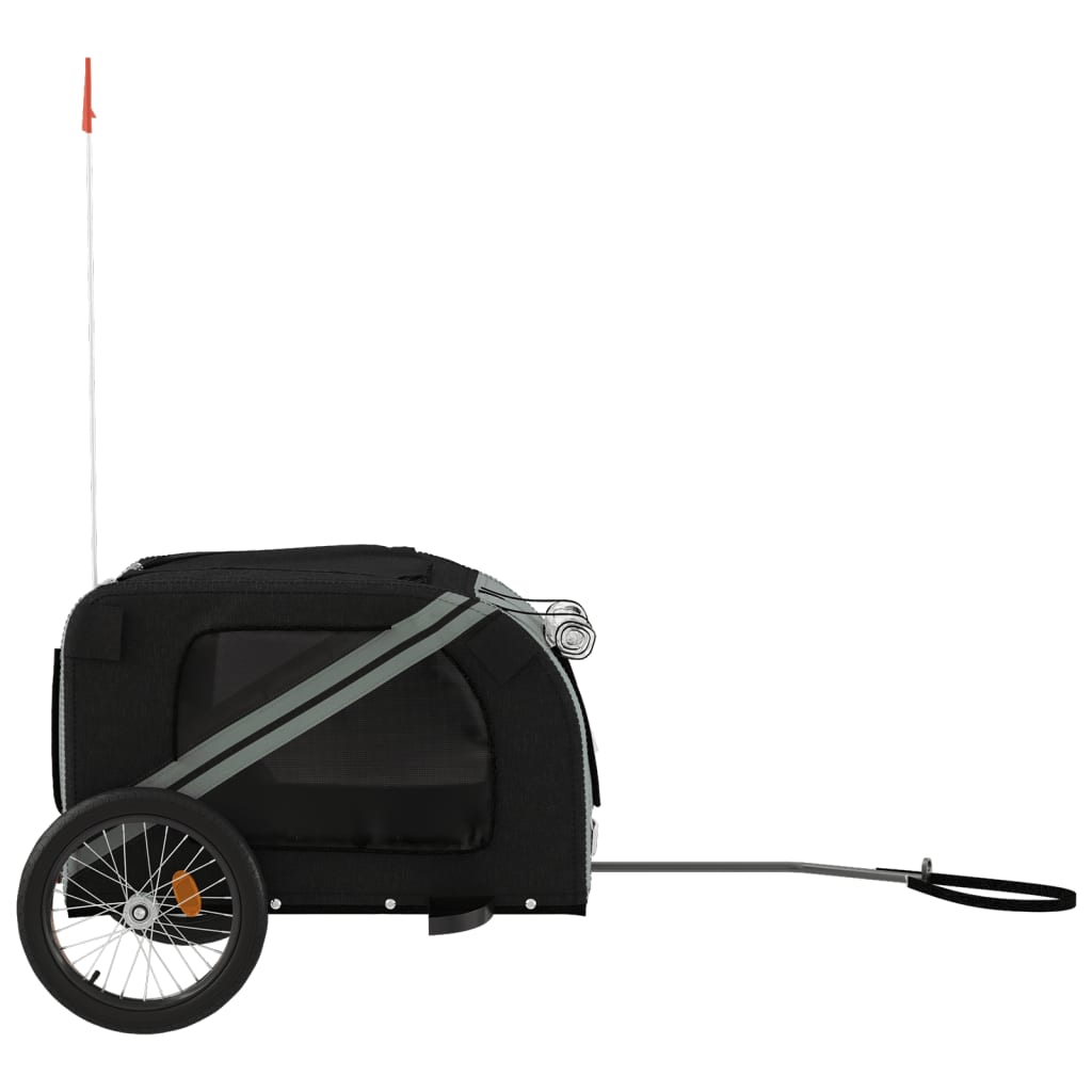 vidaXL Pet Bike Trailer Black and Grey Oxford Fabric and Iron