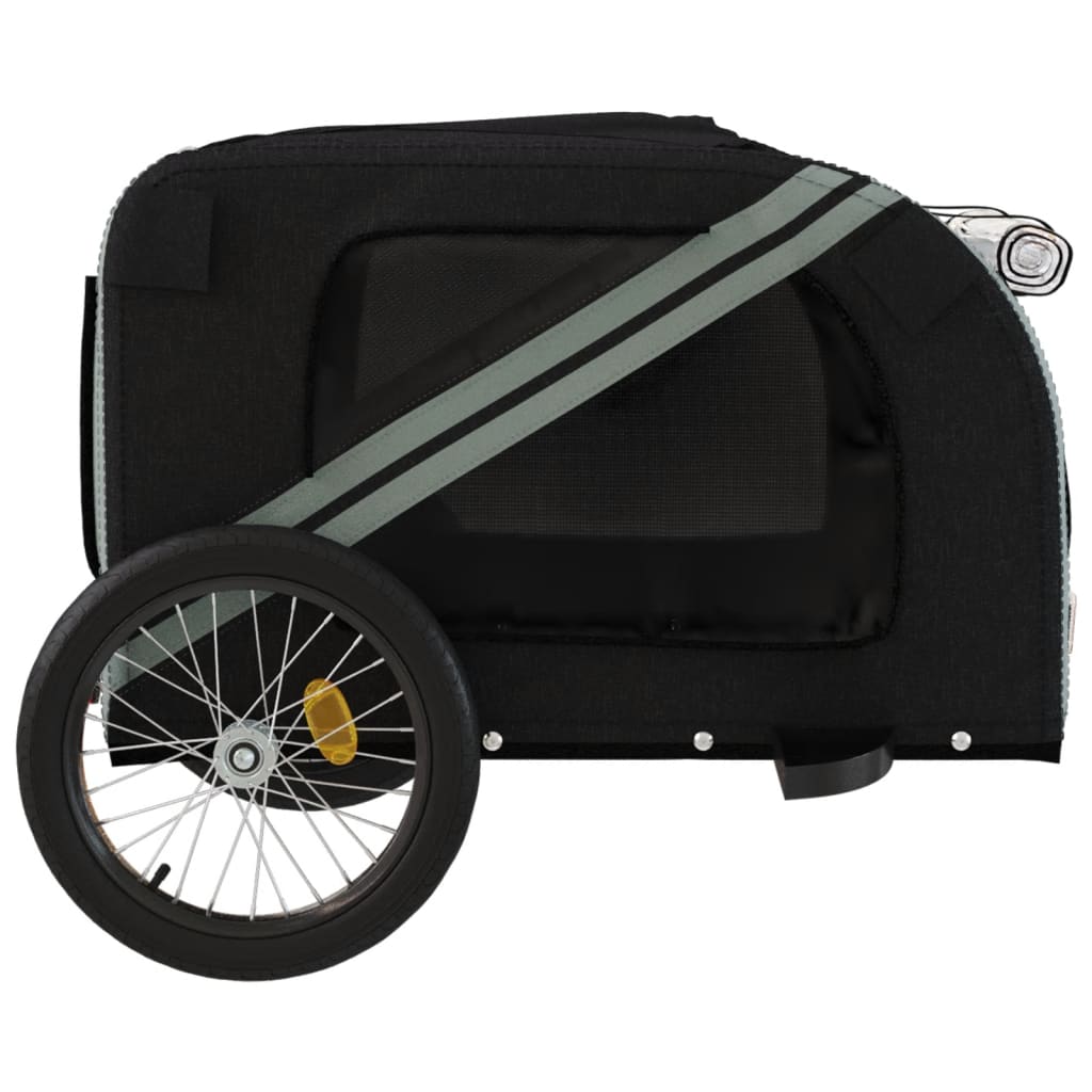 vidaXL Pet Bike Trailer Black and Grey Oxford Fabric and Iron