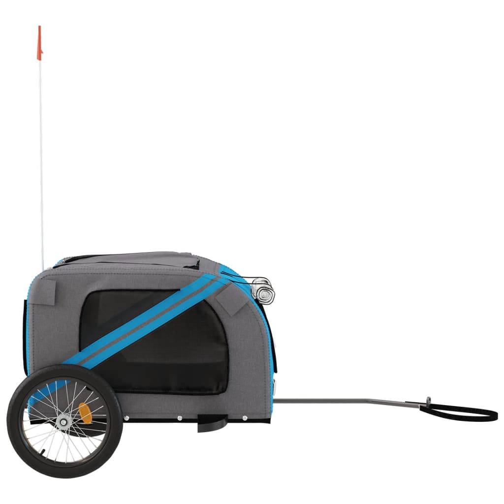 vidaXL Pet Bike Trailer Blue and Grey Oxford Fabric and Iron