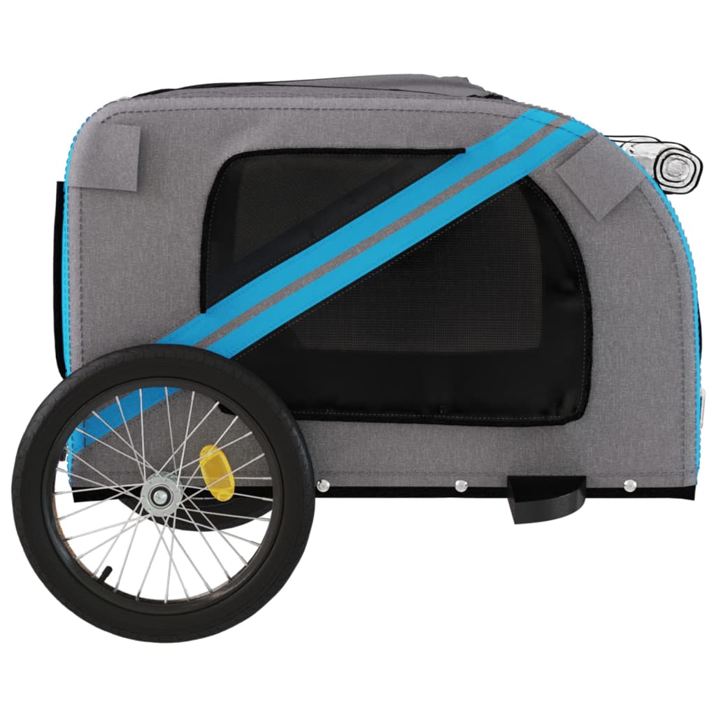 vidaXL Pet Bike Trailer Blue and Grey Oxford Fabric and Iron