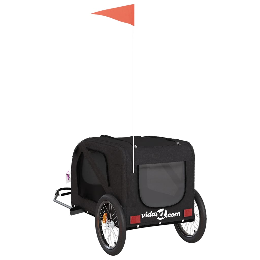 vidaXL Pet Bike Trailer Black Oxford Fabric and Iron