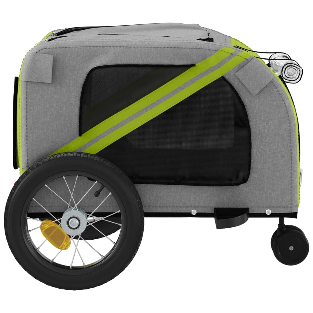 vidaXL Pet Bike Trailer Green and Black Oxford Fabric and Iron