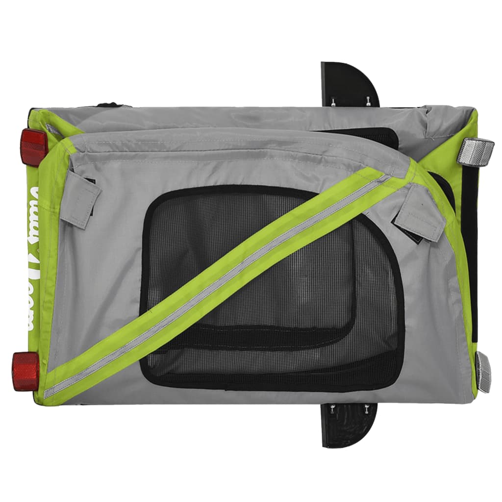 vidaXL Pet Bike Trailer Green and Black Oxford Fabric and Iron