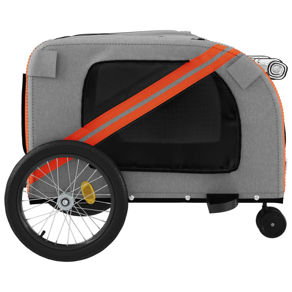 vidaXL Pet Bike Trailer Orange and Grey Oxford Fabric and Iron