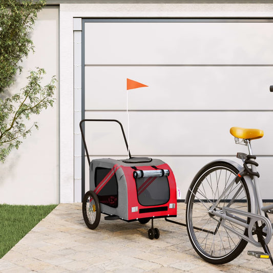 vidaXL Pet Bike Trailer Orange and Grey Oxford Fabric and Iron