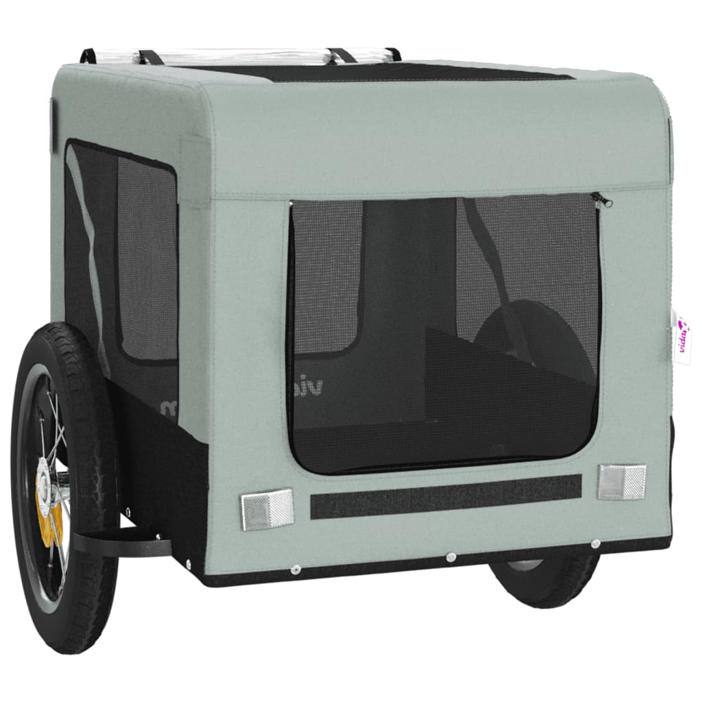 vidaXL Pet Bike Trailer Grey and Black Oxford Fabric&Iron