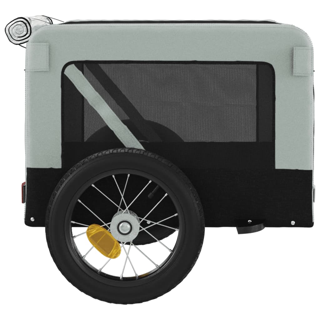 vidaXL Pet Bike Trailer Grey and Black Oxford Fabric&Iron