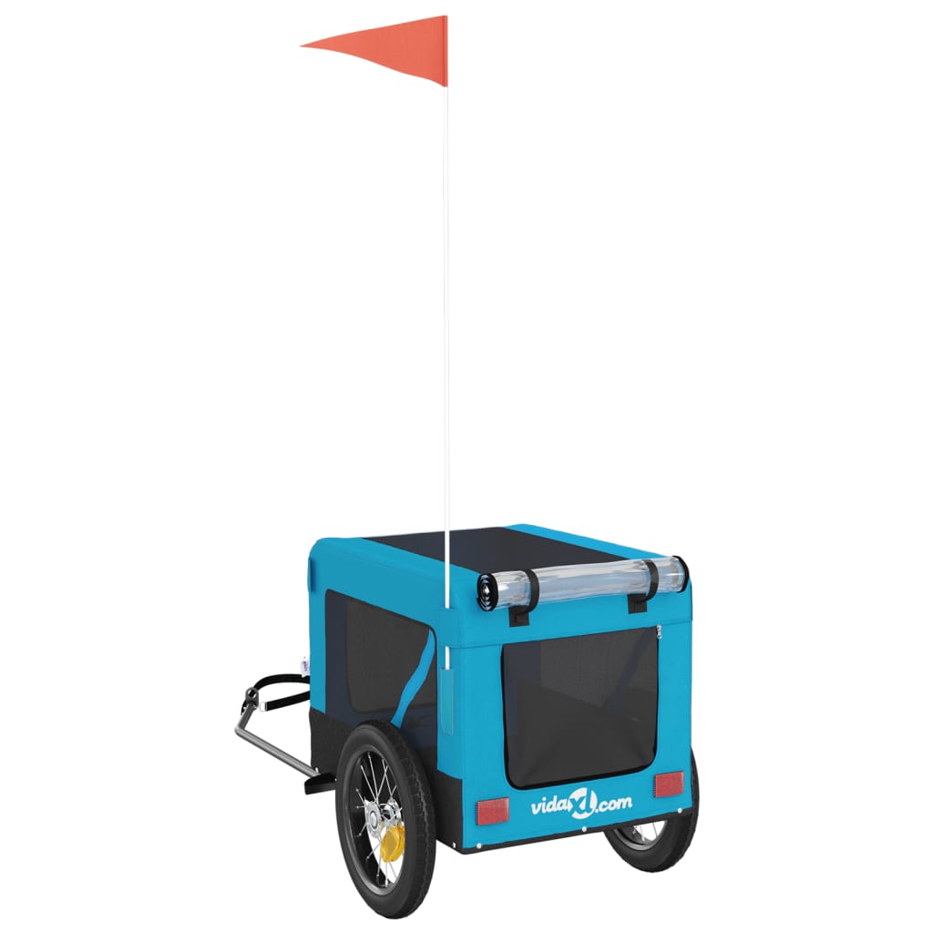 Pet Bike Trailer Blue and Black Oxford Fabric&Iron