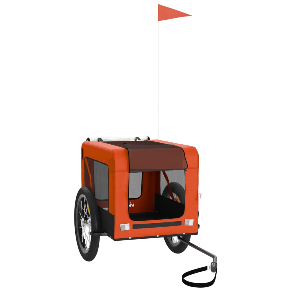 vidaXL Pet Bike Trailer Orange and Black Oxford Fabric&Iron