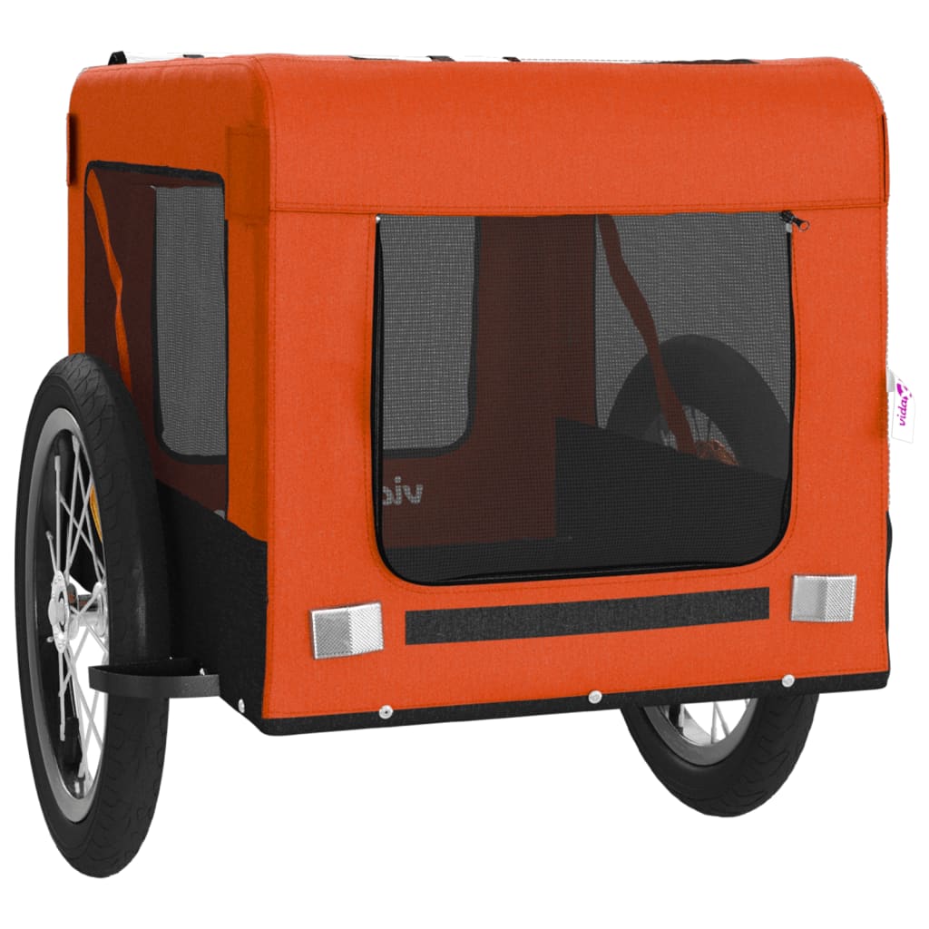 vidaXL Pet Bike Trailer Orange and Black Oxford Fabric&Iron