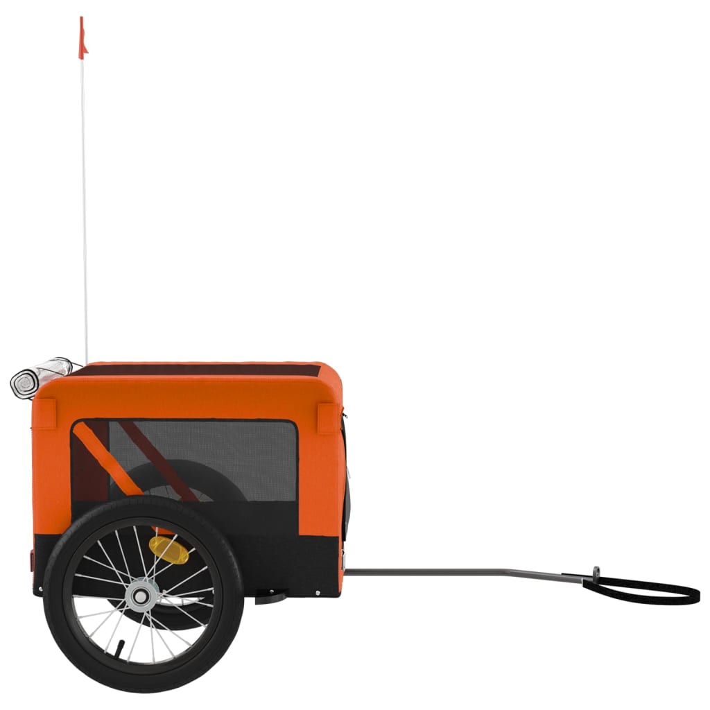 vidaXL Pet Bike Trailer Orange and Black Oxford Fabric&Iron