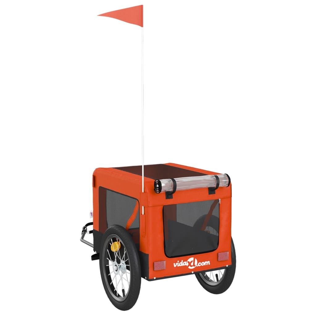 vidaXL Pet Bike Trailer Orange and Black Oxford Fabric&Iron