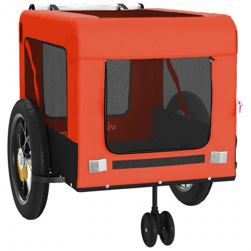 vidaXL Pet Bike Trailer Orange and Black Oxford Fabric and Iron