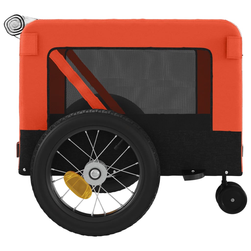 vidaXL Pet Bike Trailer Orange and Black Oxford Fabric and Iron