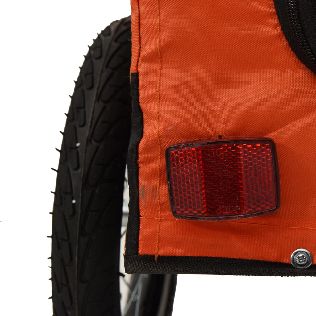 vidaXL Pet Bike Trailer Orange and Black Oxford Fabric and Iron