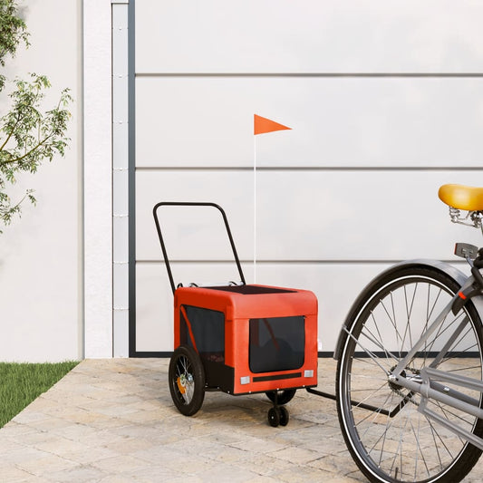 vidaXL Pet Bike Trailer Orange and Black Oxford Fabric and Iron