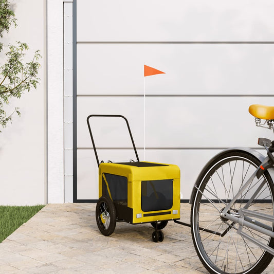 Pet Bike Trailer Yellow and Black Oxford Fabric and Iron