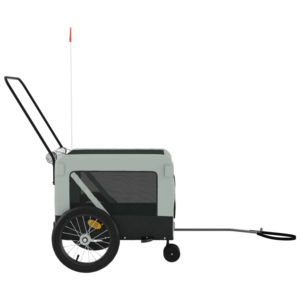 vidaXL Pet Bike Trailer Grey and Black Oxford Fabric and Iron